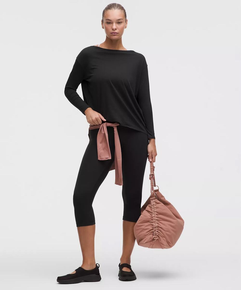 Lululemon Back In Action Organic Cotton-Blend Long-Sleeve Shirt Black